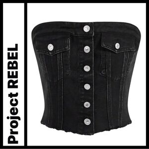 NWT Project Rebel Strapless Denim Corset Top